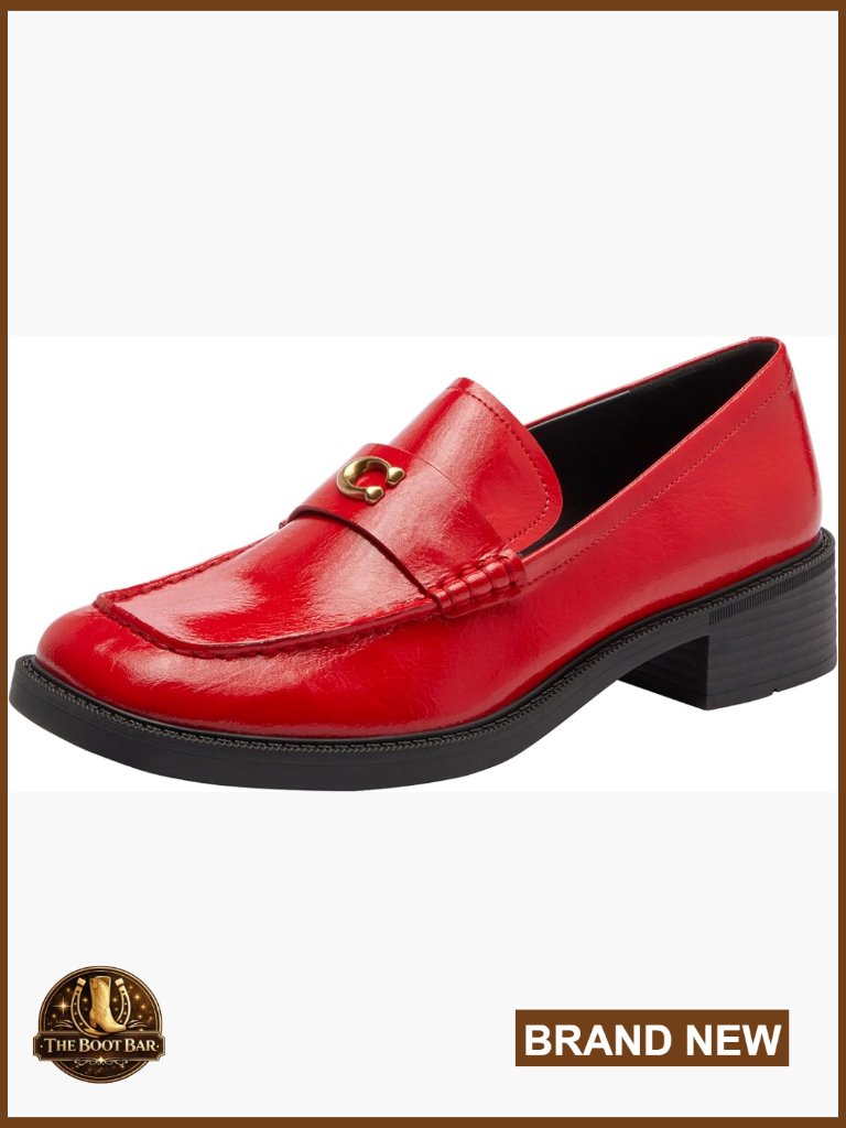 Glazed Leather Penny Loafers With 1 Inch Heel Slip On Shoes